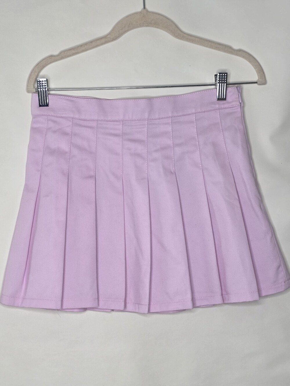 Pleated Pink Mini Skirt Size M Side Zip Coquette Like New Cotton Blend Preppy